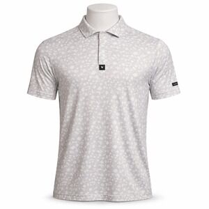 Bad Birdie Core Polo Shirt Men S Baby Lush 2.0 Tan White Floral Golf Performance